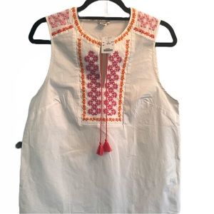 J Crew Sleeveless Embroidered Top NWT Size 10